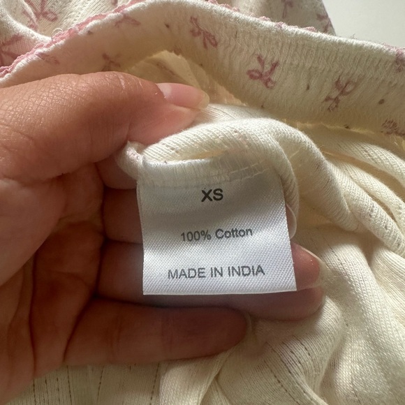 White Pajama Pants with Pink Bow Pattern coquette size xs - Picture 5 of 6